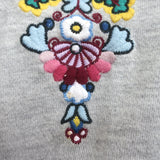 THE GREAT Floral Embroidered College Sweatshirt Heather Gray Size 2