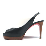 Christian Louboutin Cathay 100 Peep Toe Slingback Pumps Black Leather Size 38