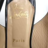 Christian Louboutin Cathay 100 Peep Toe Slingback Pumps Black Leather Size 38