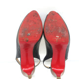 Christian Louboutin Cathay 100 Peep Toe Slingback Pumps Black Leather Size 38