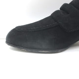 Prada Jewel-Heel Penny Loafer Pumps Black Suede Size 38.5