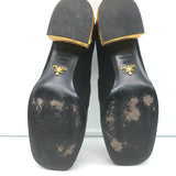 Prada Jewel-Heel Penny Loafer Pumps Black Suede Size 38.5