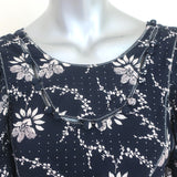 SEA Ruffle Blouse Tatiana Navy Floral Print Cotton Size 0 Flutter Sleeve Top