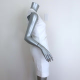L'Agence Pleated-Side Sleeveless Mini Dress White Stretch Cotton Size 2