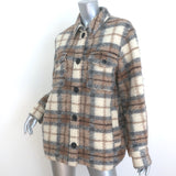 Isabel Marant Etoile Gaston Plaid Shirt Jacket Brown/Cream Wool-Blend Size 42