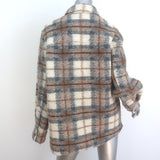 Isabel Marant Etoile Gaston Plaid Shirt Jacket Brown/Cream Wool-Blend Size 42