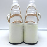 Prada Crocodile Print Crisscross Platform Sandals White Patent Leather Size 38