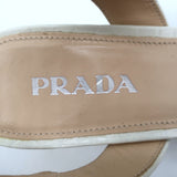 Prada Crocodile Print Crisscross Platform Sandals White Patent Leather Size 38