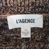 L'Agence Jenni Lurex Waffle Stitch Puff Sleeve Cardigan Brown/Copper Size Large