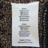 L'Agence Jenni Lurex Waffle Stitch Puff Sleeve Cardigan Brown/Copper Size Large