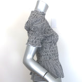 Reformation Aggie Gingham Smocked Peplum Top Black/White Size Large