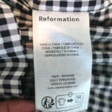 Reformation Aggie Gingham Smocked Peplum Top Black/White Size Large