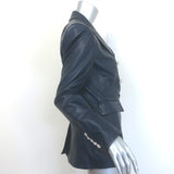 Veronica Beard Miller Leather Double Breasted Dickey Jacket Navy Size 8 NEW
