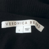 Veronica Beard Leila Plaid-Sleeve Sweater Navy Wool-Blend Size Small