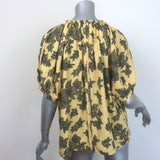 Ulla Johnson Marcelena Tie-Neck Top Yellow Floral Print Crepe Size 8