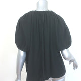 Ulla Johnson Marcelena Tie-Neck Top Black Crepe Size 4 Puff Sleeve Blouse