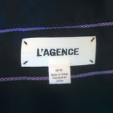 L'Agence Tyler Striped Button-Down Blouse Navy/Lilac Silk Satin Size Medium