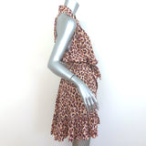 Zimmermann Super Eight Leopard Print Belted Mini Dress Beige Silk Size 2