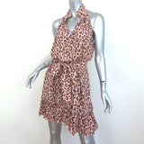 Zimmermann Super Eight Leopard Print Belted Mini Dress Beige Silk Size 2