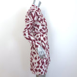 Isabel Marant Etoile Yoana Ruffle Mini Dress White/Burgundy Printed Silk Size 38