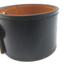 Hermes Intense Cuff Bracelet Black Leather Gold Hardware Size Small