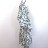 Isabel Marant Etoile Eulie Long Sleeve Smocked Dress Cream Printed Crepe Size 40