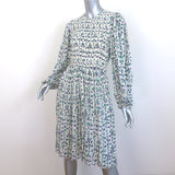 Isabel Marant Etoile Eulie Long Sleeve Smocked Dress Cream Printed Crepe Size 40