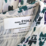 Isabel Marant Etoile Eulie Long Sleeve Smocked Dress Cream Printed Crepe Size 40