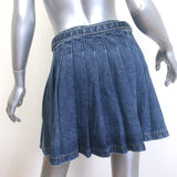 Self-Portrait Belted Pleated Denim Mini Skirt Dark Blue Size US 6