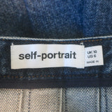 Self-Portrait Belted Pleated Denim Mini Skirt Dark Blue Size US 6