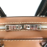 Prada City Stitch Pyramid Satchel Brown & Black Leather Medium Crossbody Bag