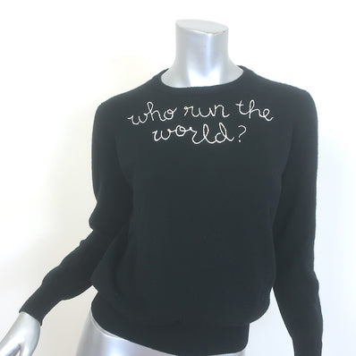 Lingua Franca Who Run The World Cashmere Sweater Black Size Extra Small
