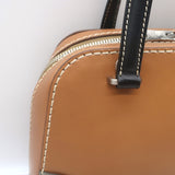 Prada City Stitch Pyramid Satchel Brown & Black Leather Medium Crossbody Bag
