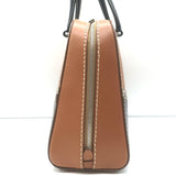 Prada City Stitch Pyramid Satchel Brown & Black Leather Medium Crossbody Bag