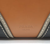 Prada City Stitch Pyramid Satchel Brown & Black Leather Medium Crossbody Bag