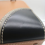 Prada City Stitch Pyramid Satchel Brown & Black Leather Medium Crossbody Bag