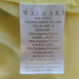 WAIMARI Paloma Smocked Embroidered Mini Dress Light Yellow Cotton Size Small