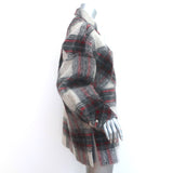 IRO Minksy Oversized Plaid Jacket Gray/Red Wool-Blend Size 34