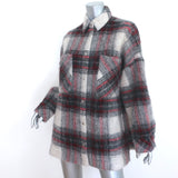 IRO Minksy Oversized Plaid Jacket Gray/Red Wool-Blend Size 34