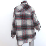 IRO Minksy Oversized Plaid Jacket Gray/Red Wool-Blend Size 34