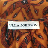 Ulla Johnson Flutter Sleeve Midi Dress Anika Ochre Printed Silk Georgette Size 0