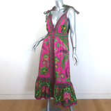 FARM Rio Ana Tapestry Midi Dress Fuchsia Floral Print Cotton Size Small