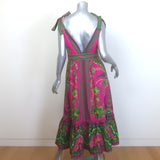 FARM Rio Ana Tapestry Midi Dress Fuchsia Floral Print Cotton Size Small