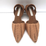 Stella McCartney Basket Weave Slingback Wedge Pumps Sienna Brown Size 38