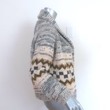 THE GREAT Geo Check Lodge Cardigan Cream/Gray Alpaca-Blend Size 1