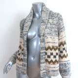 THE GREAT Geo Check Lodge Cardigan Cream/Gray Alpaca-Blend Size 1
