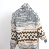 THE GREAT Geo Check Lodge Cardigan Cream/Gray Alpaca-Blend Size 1