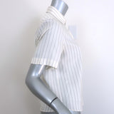Christian Dior Striped Button-Up Shirt Cream Silk Size US 6 Short Sleeve Blouse