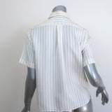Christian Dior Striped Button-Up Shirt Cream Silk Size US 6 Short Sleeve Blouse