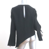 IRO Awefa Asymmetric Blouse Black Cutout Crepe Size 38 Long Sleeve Top NEW